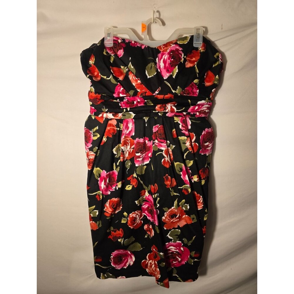 Deb Sexy Strapless Women’s Plus 24 Floral Black Dress Cottagecore Whimsygoth